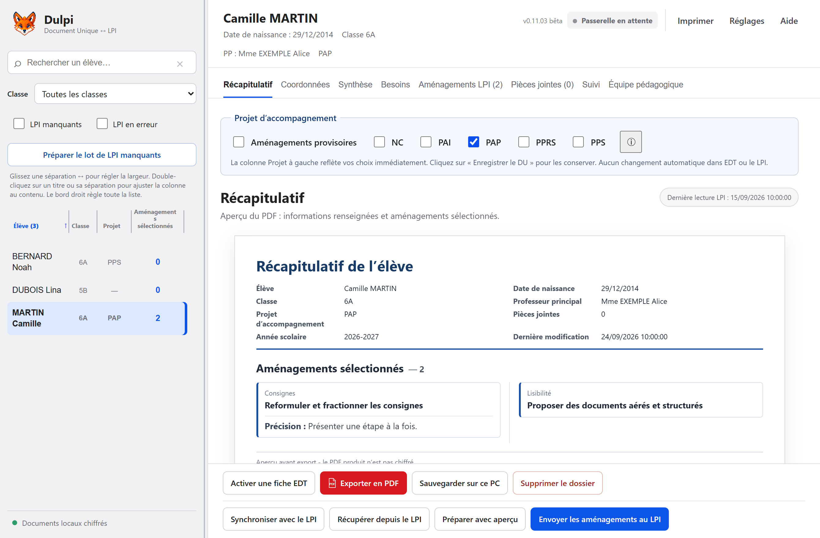 Dulpi windows — fictional data