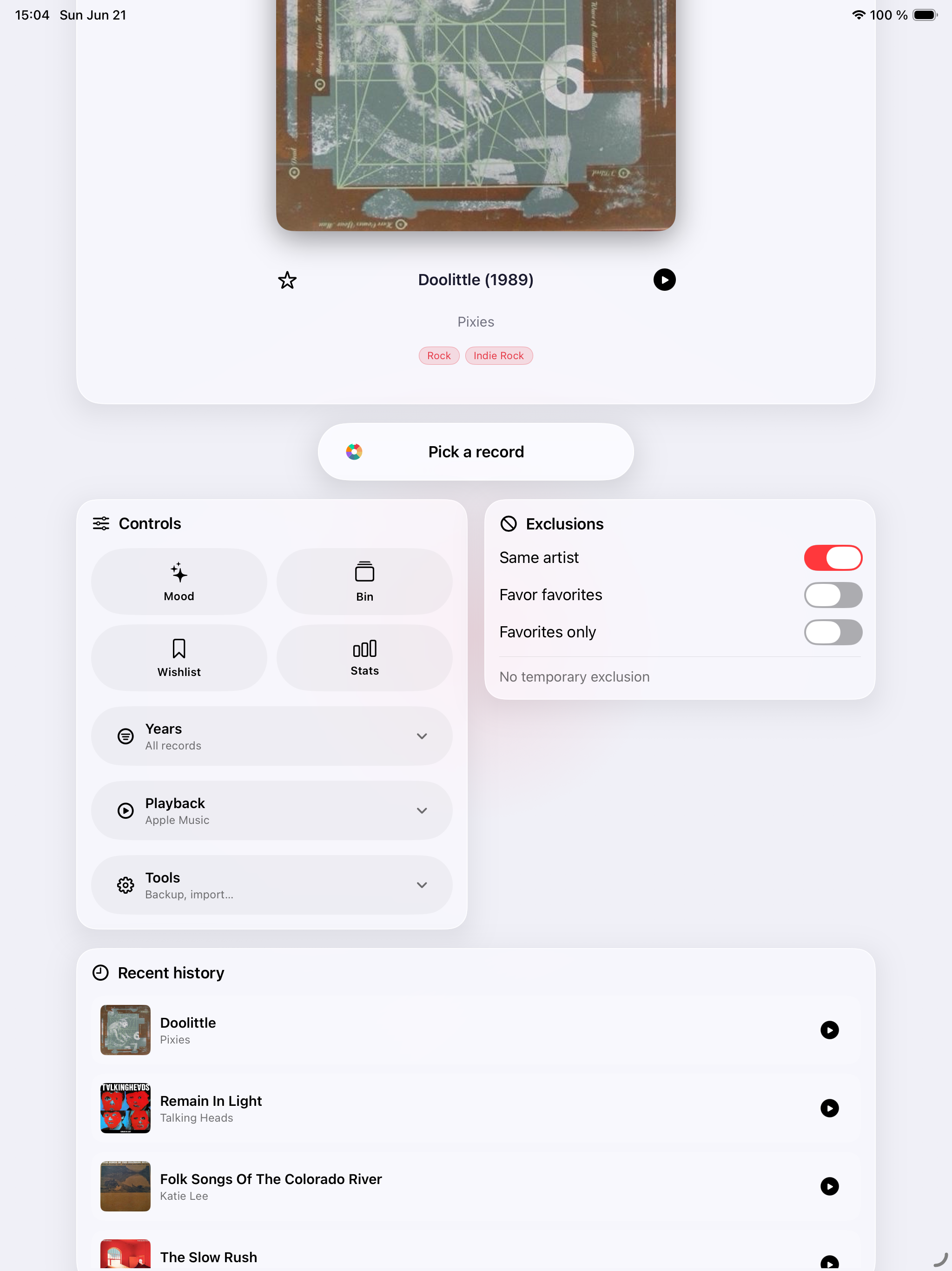 Draw and history - Record Picker