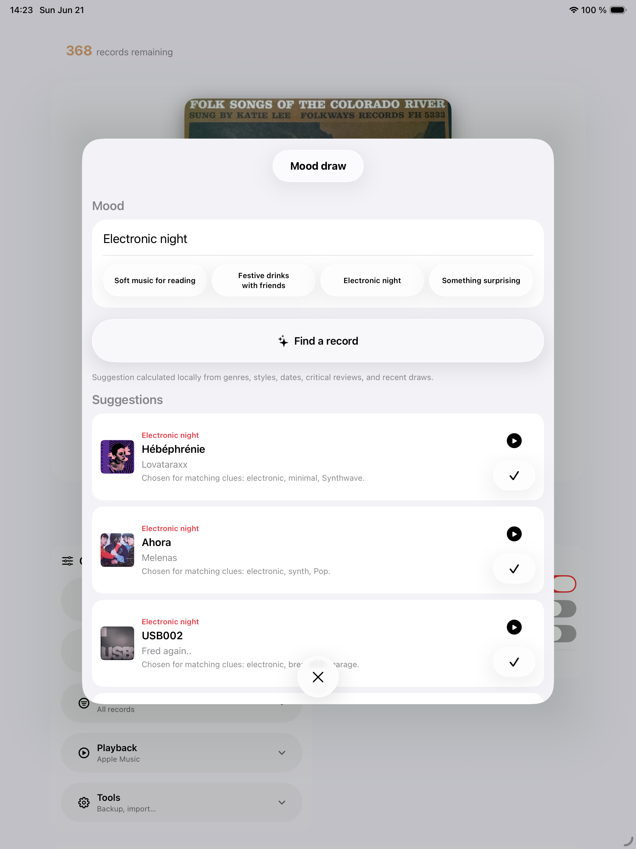 AI mood draw - Record Picker