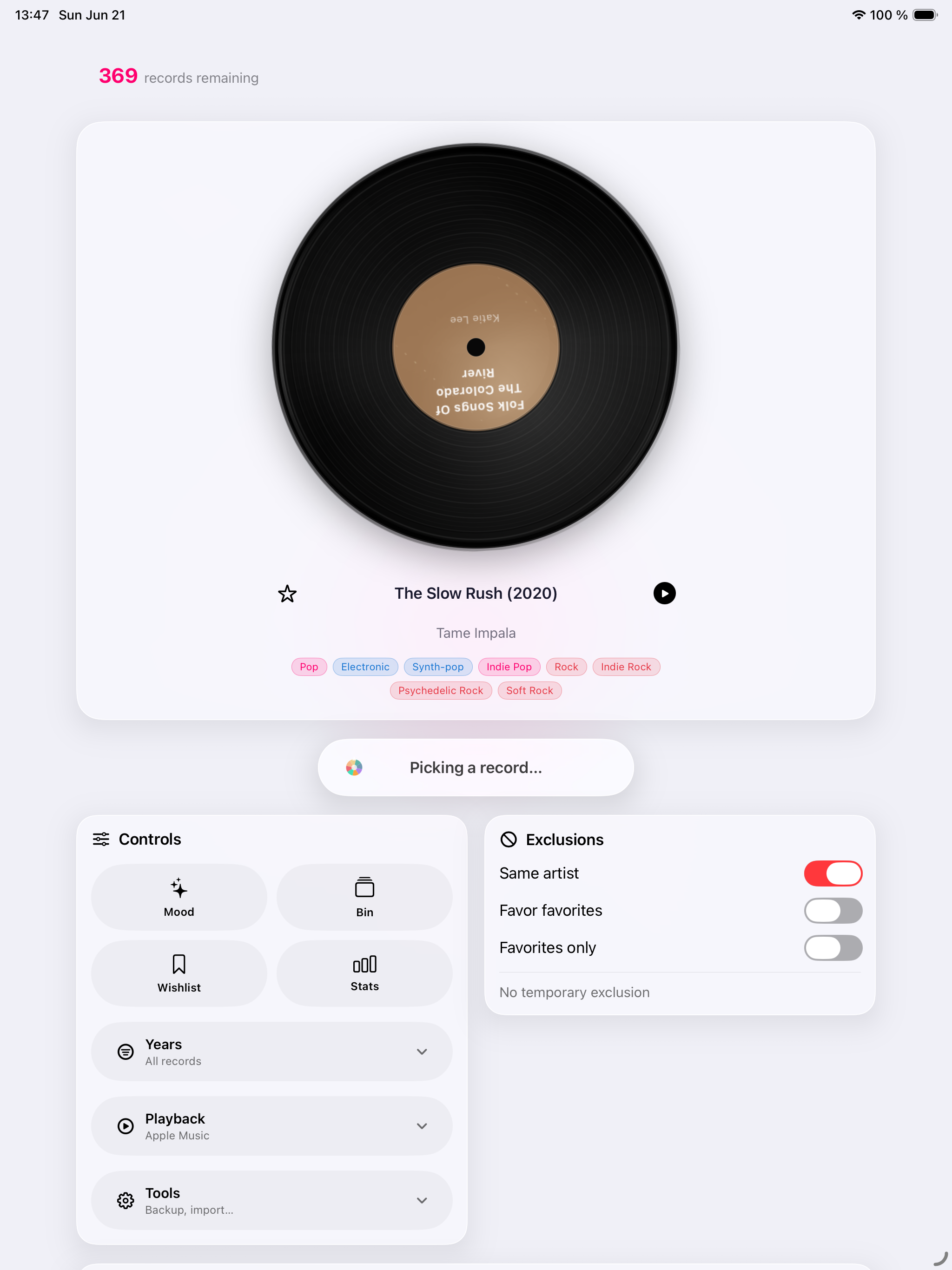 iPad vinyl effect - Record Picker