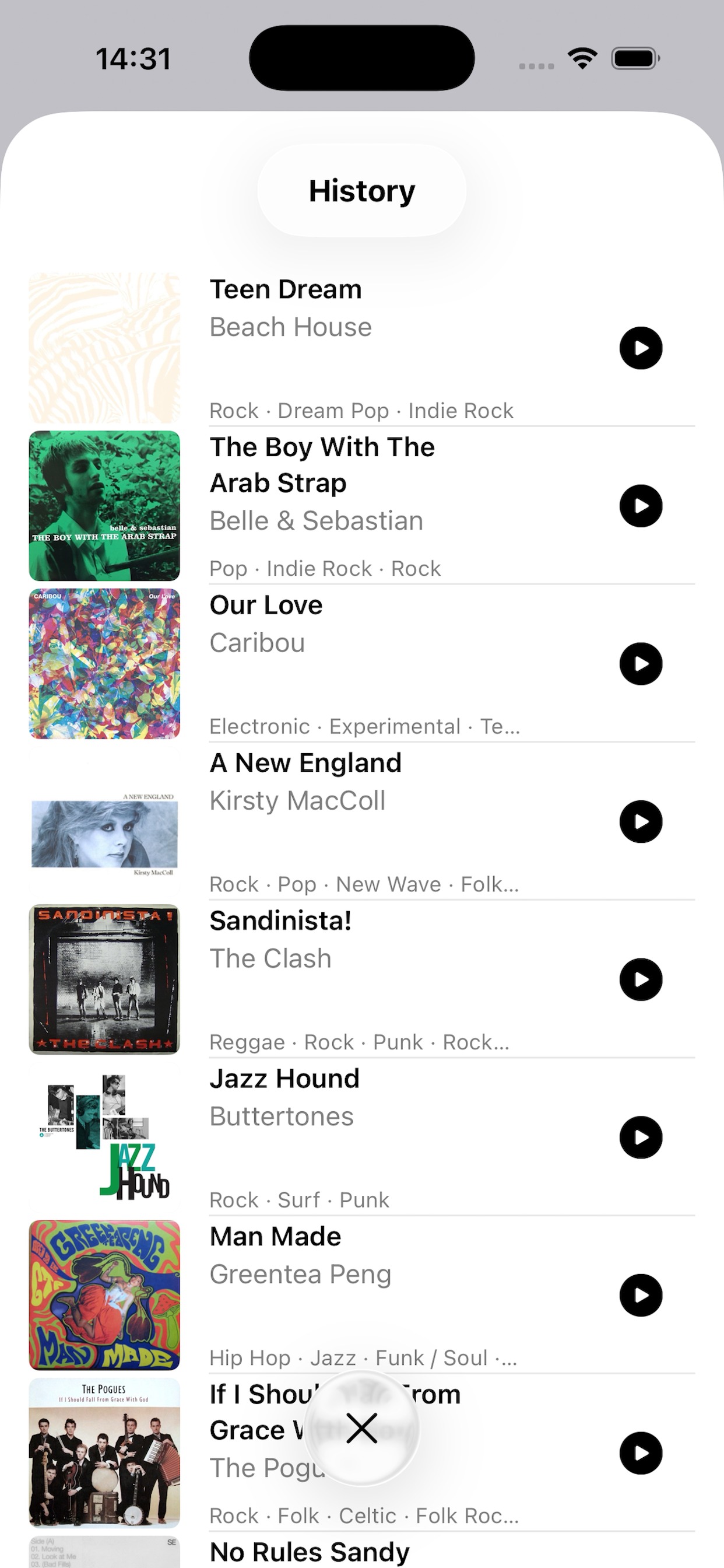 Recent history - Record Picker