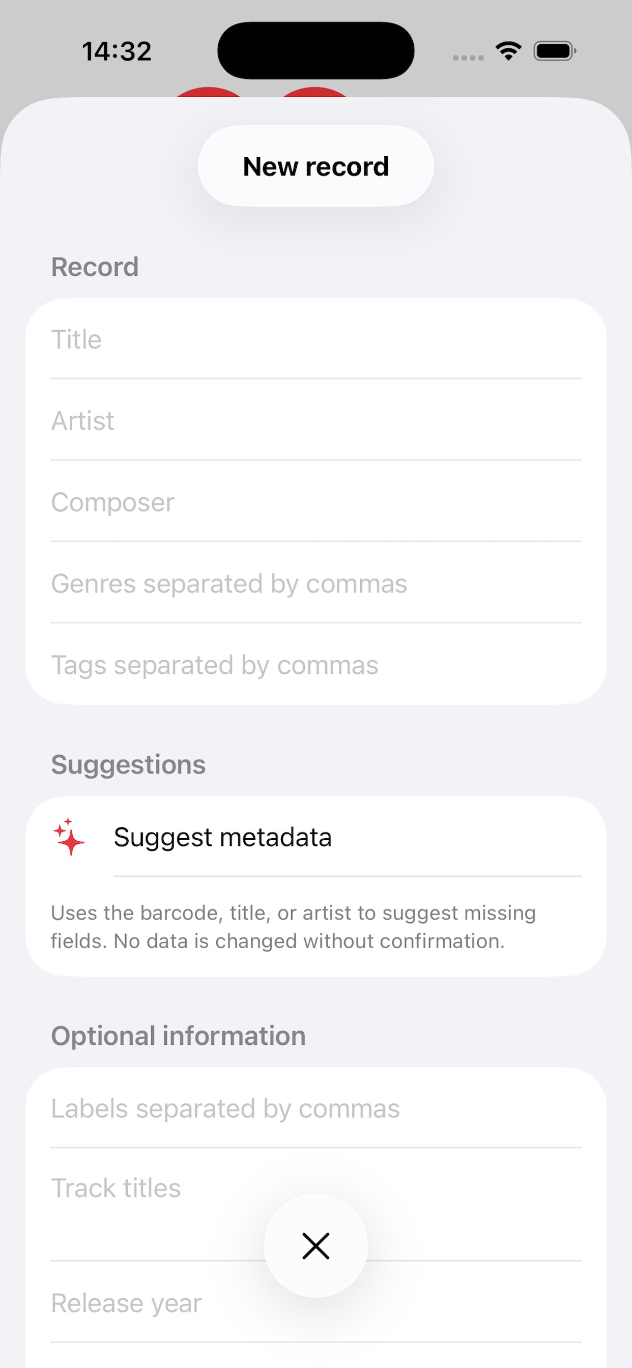 Manual entry - Record Picker