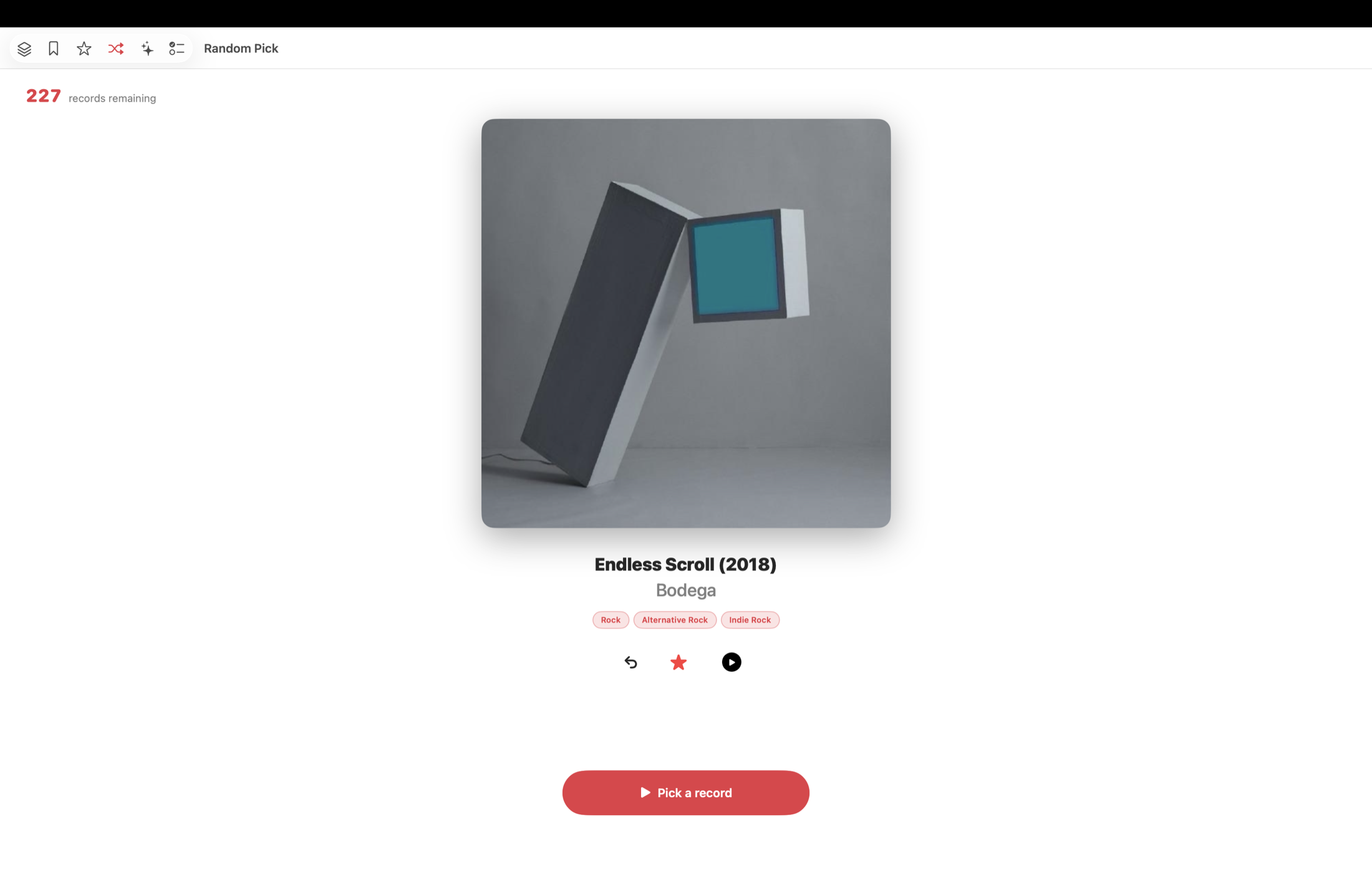 Record Picker for Mac random pick view