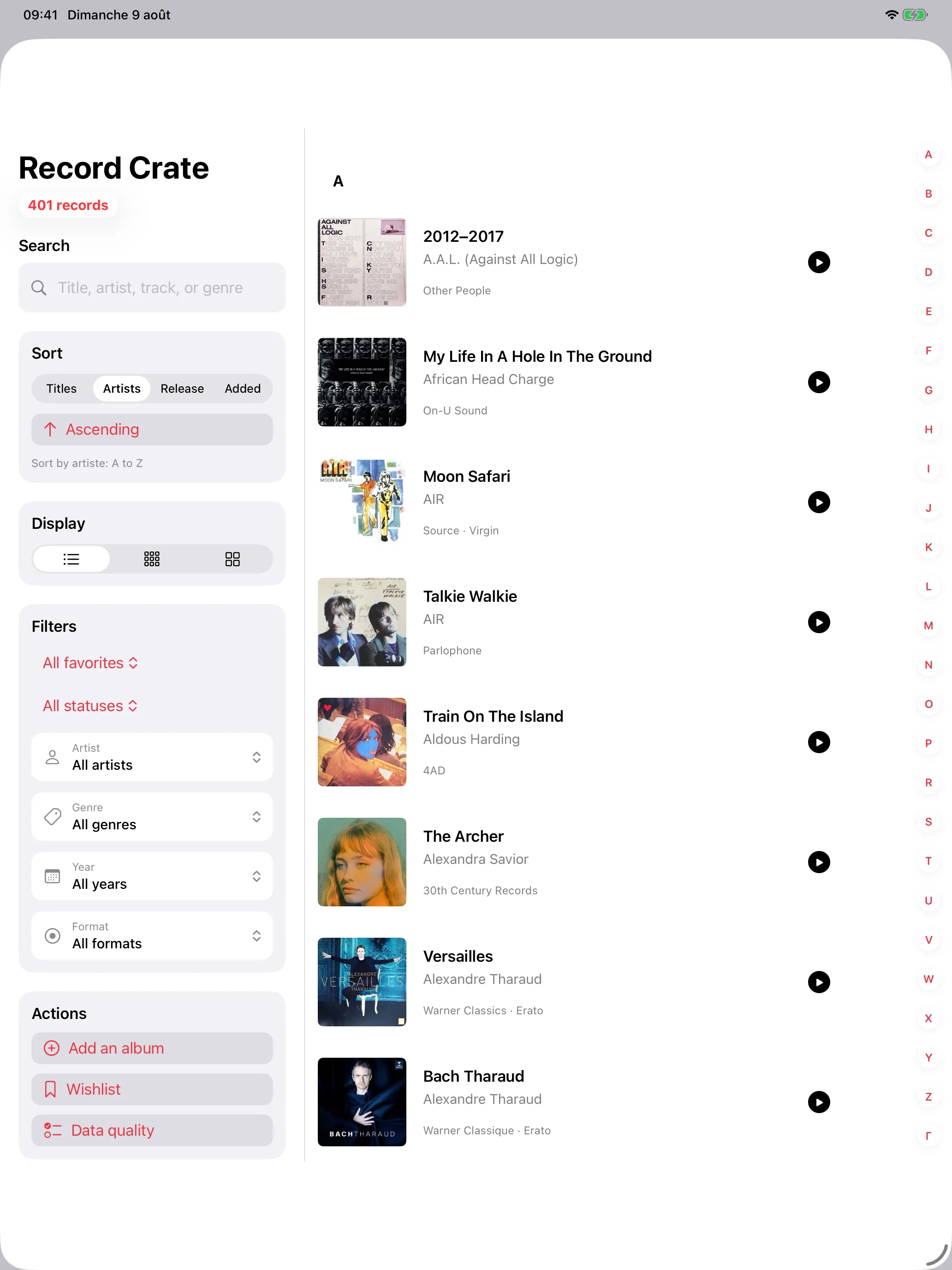 record collection catalogue