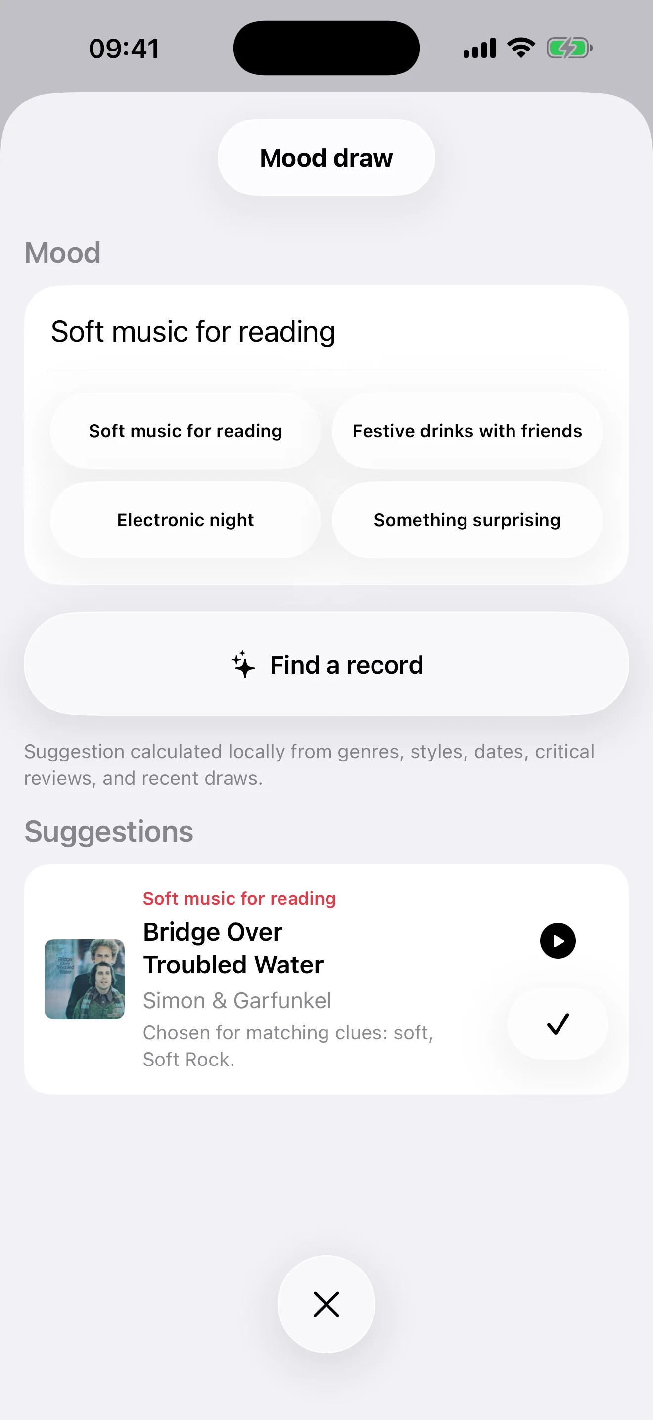 Mood Pick result
