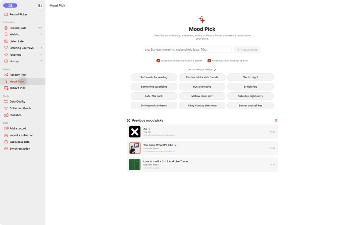 Mac · Record Picker 2.6 · EN